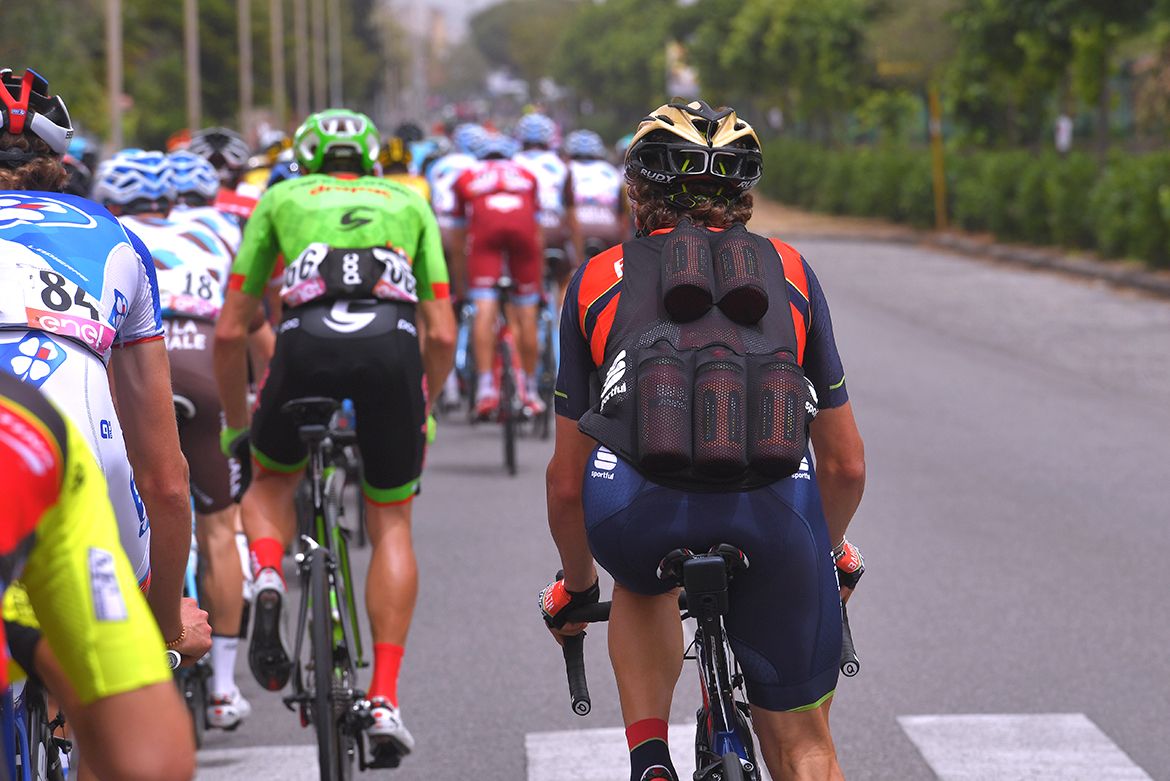 Manuele Boaro on bottle duty at the Giro d'Italia