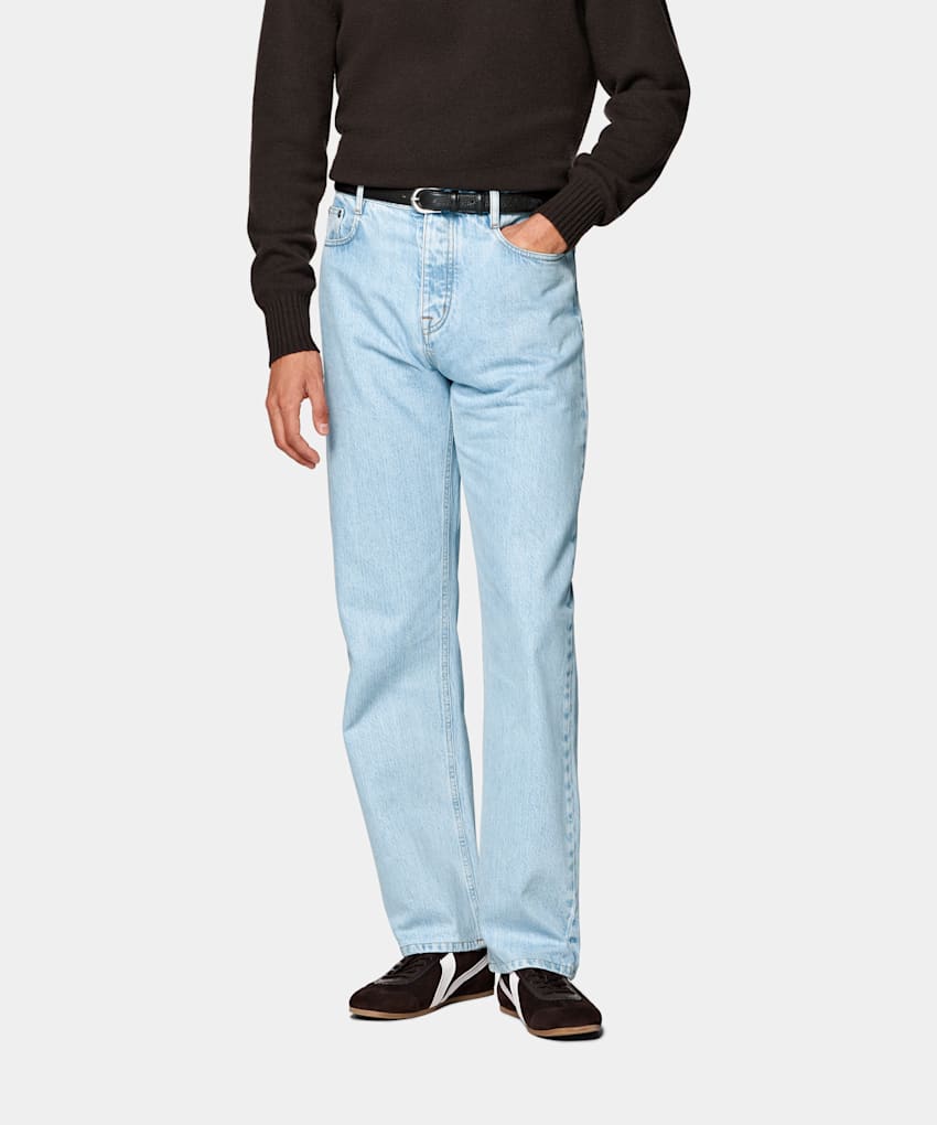 Light Blue Straight Leg Jeans