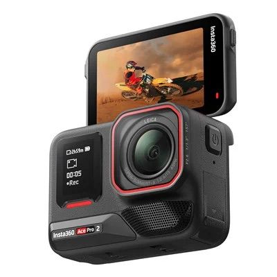 Ace Pro. 2camera on white background screen flipped up