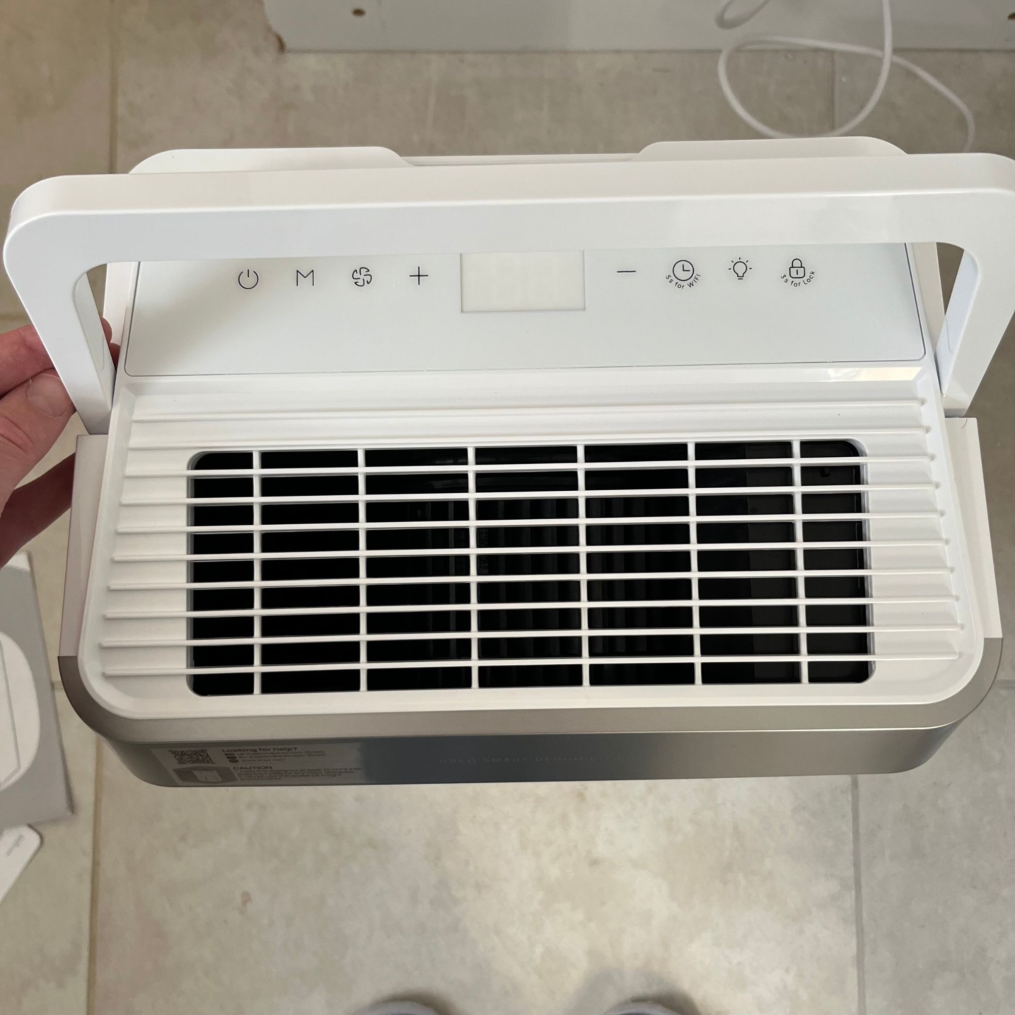 DREO dehumidifier display and handle