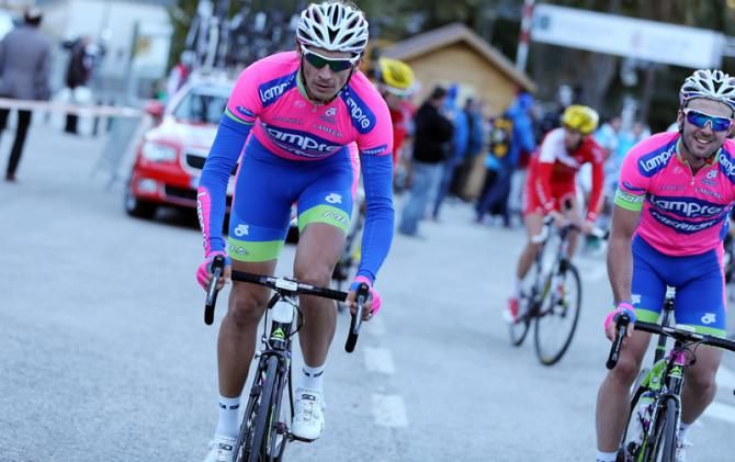 Filippo Pozzato (Lampre-Merida) rolls it in to the finish at Trofeo Serra de Tramuntana