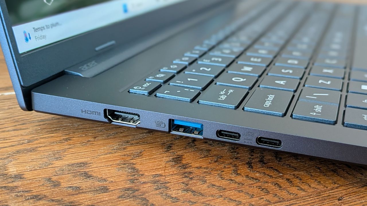 The Acer Swift Go 16 AI on a desk
