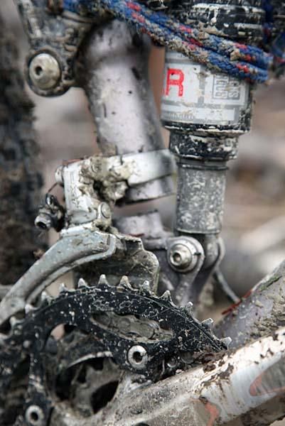 The mud wreaked havoc on racers' drivetrains.
