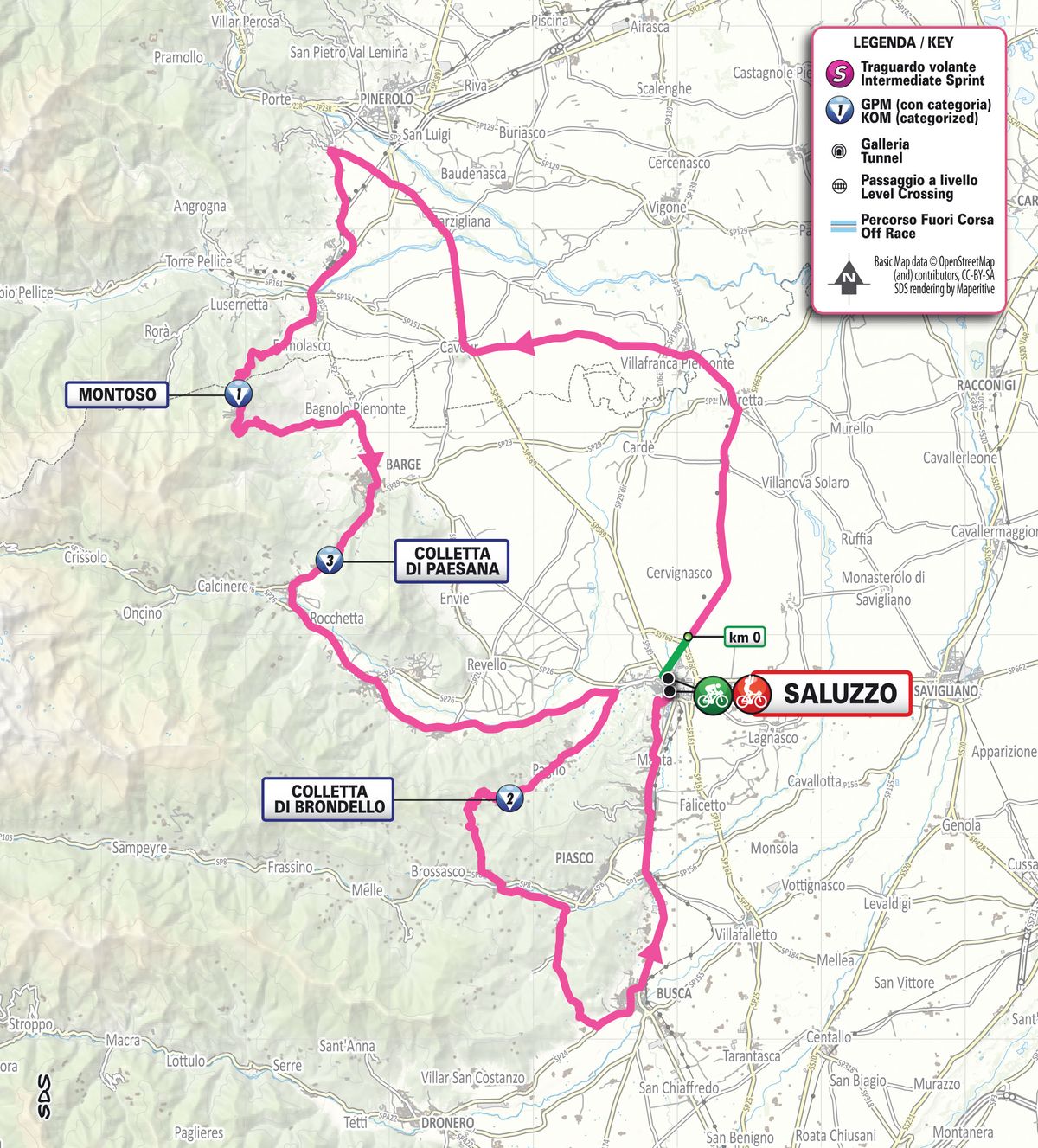 Map of stage 9 of the 2026 Giro d'Italia Women