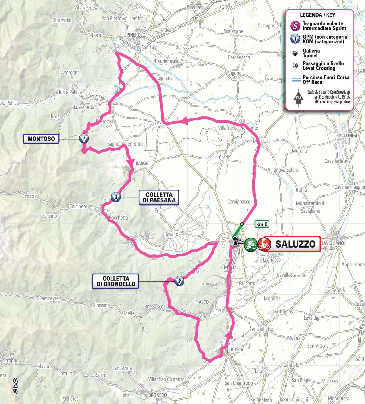 Map of stage 9 of the 2026 Giro d'Italia Women