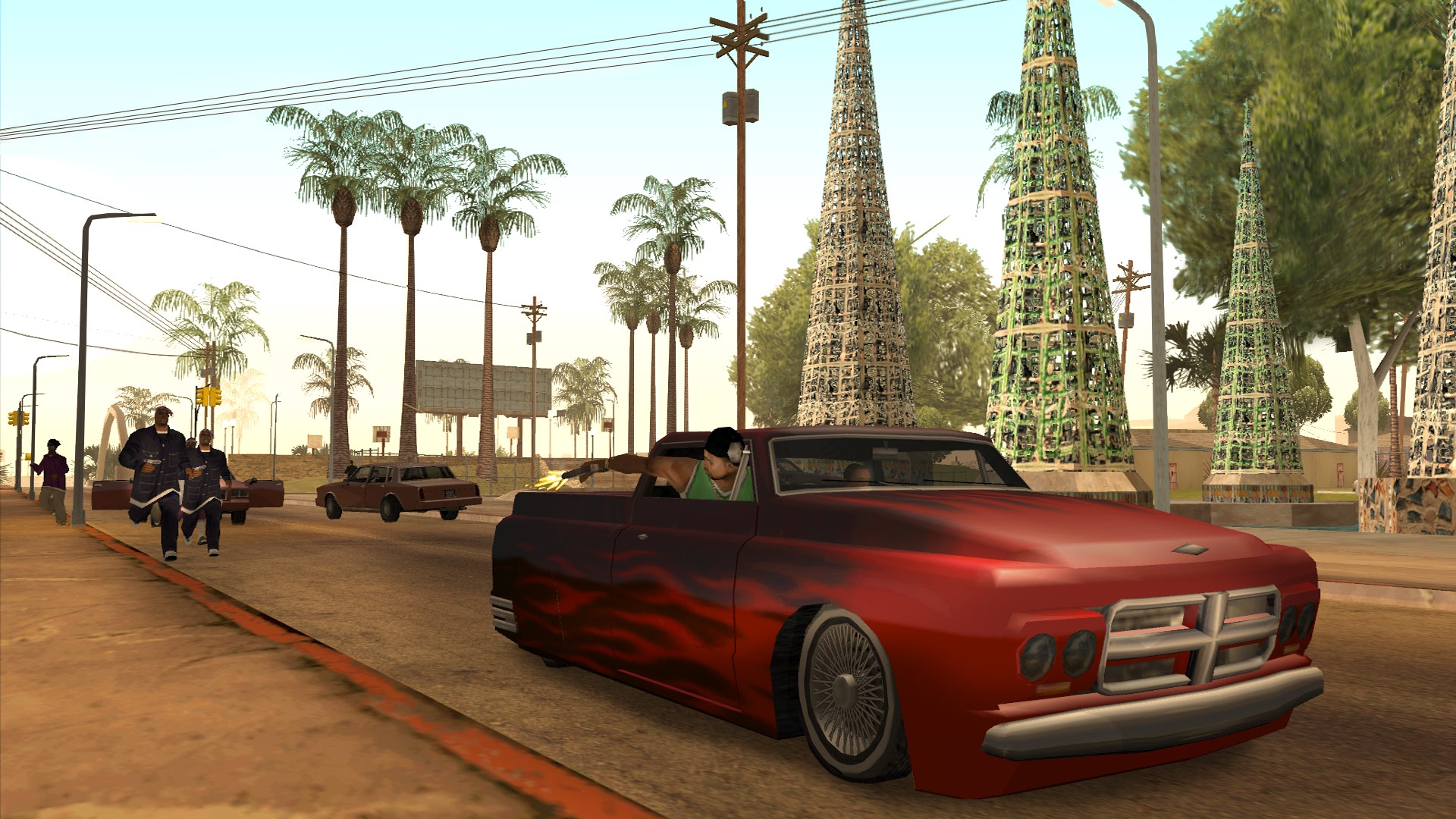 A car chase happening in GTA San Andreas