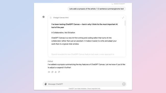 I've been testing ChatGPT Canvas — here's why I think it's the most ...