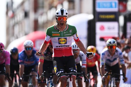 KOSZALIN, POLAND - AUGUST 03: Jonathan Milan of Italy and Team Lidl - Trek celebrates at finish line as stage winner during the 83rd Tour de Pologne 2026, Stage 1 a 234.2km stage from Gdynia to Koszalin / #UCIWT / on August 03, 2026 in Koszalin, Poland. (Photo by Luc Claessen/Getty Images)