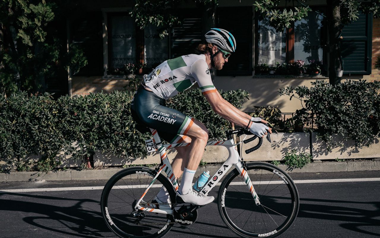 Conor Dunne rides his custom painted De Rosa