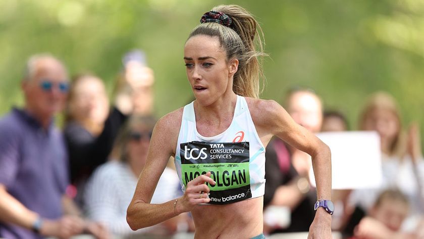 Runner Eilish McColgan competing in a race. She is one of the favorites to win the 2025 Great North Run.