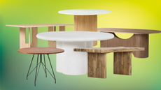 west elm dining tables on a colorful background