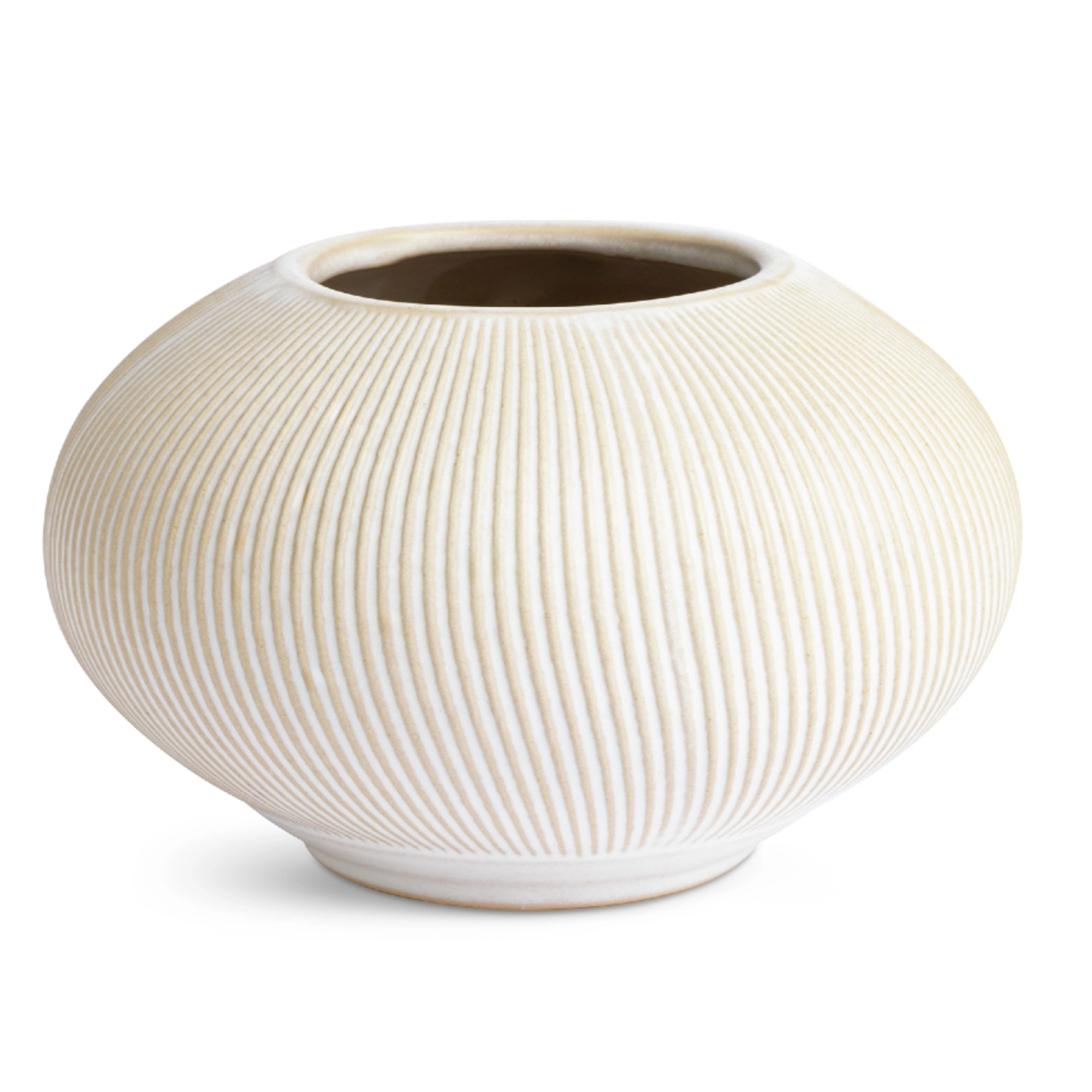 Habitat Small Ribbed Ceramic Vase - Natural