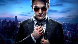 A promotional image for Netflix's Daredevil TV show starring Charlie Cox