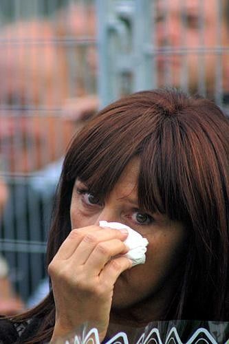 Bettini's wife... tears of happiness