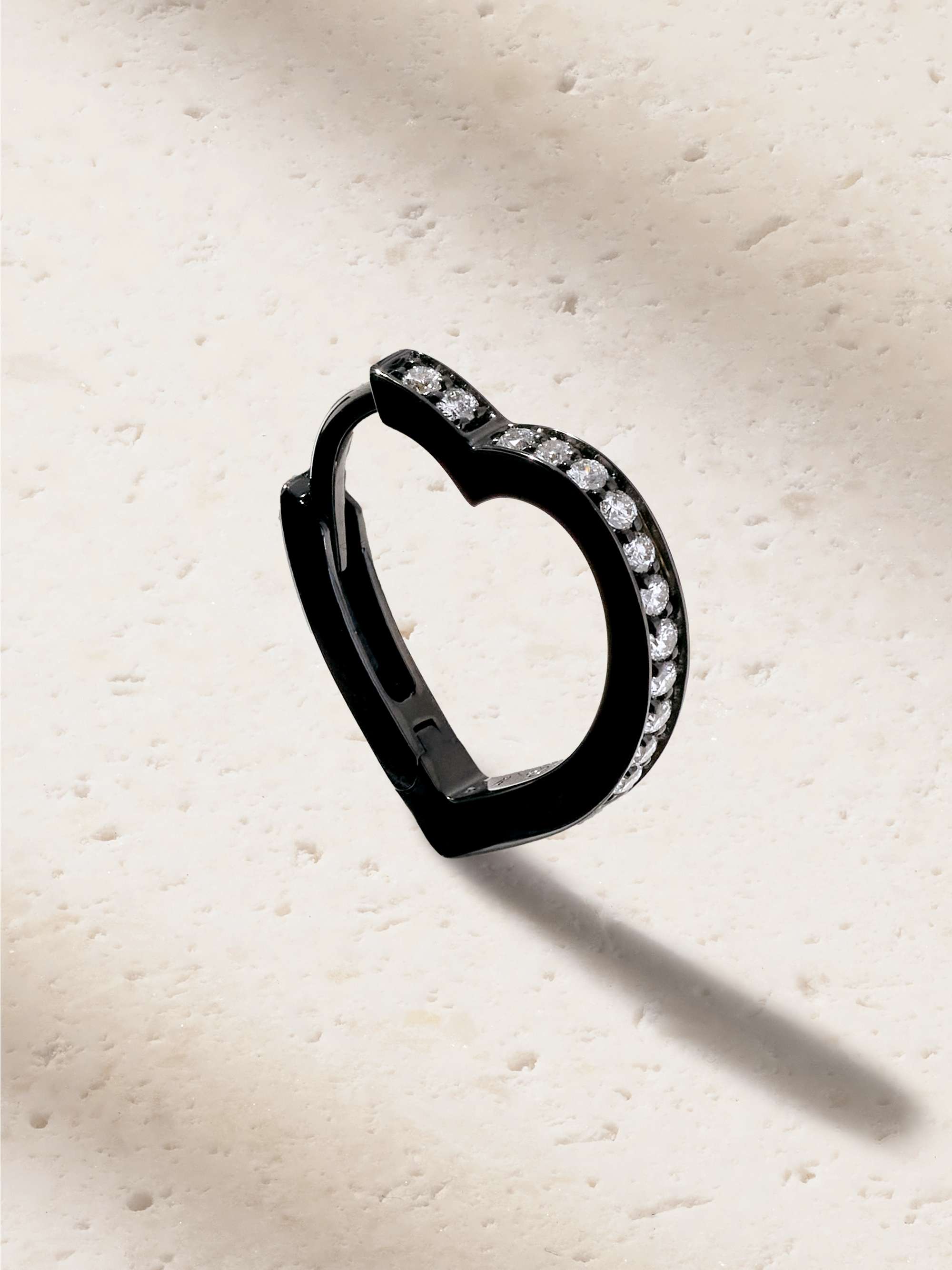 Antifer Heart Small 18-Karat Black Gold Diamond Single Earring