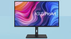 ASUS ProArt PA329CV 4K monitor on T3 blue background