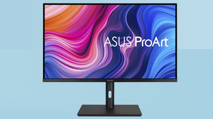 ASUS ProArt PA329CV 4K monitor on T3 blue background