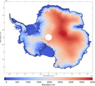 The ESA's CryoSat mission has delivered a detailed map of the height of the Antarctic ice sheet with a resolution of about 1.2 miles (2 kilometers).