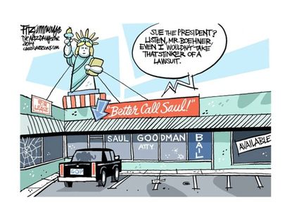 Political cartoon Boehner lawsuit