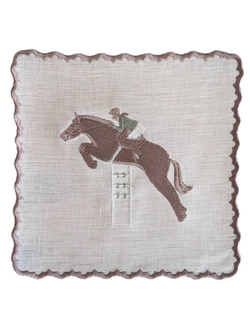 Petit M&eacute;nage Horse Embroidery Cocktail Napkin Set (set of 6)