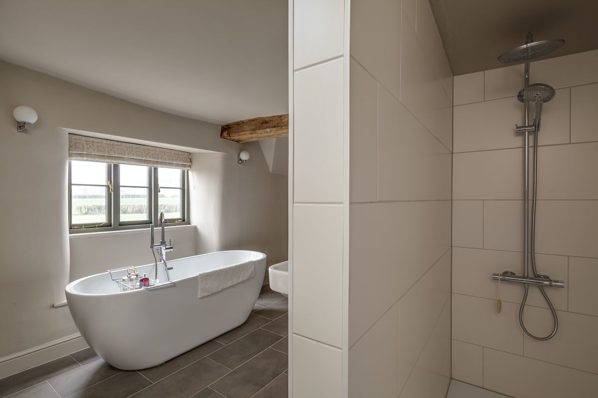 Contemporary bathroom fittings now sit alongside the original beams and fireplaces for a totaly unique and luxurious look. The sanitaryware