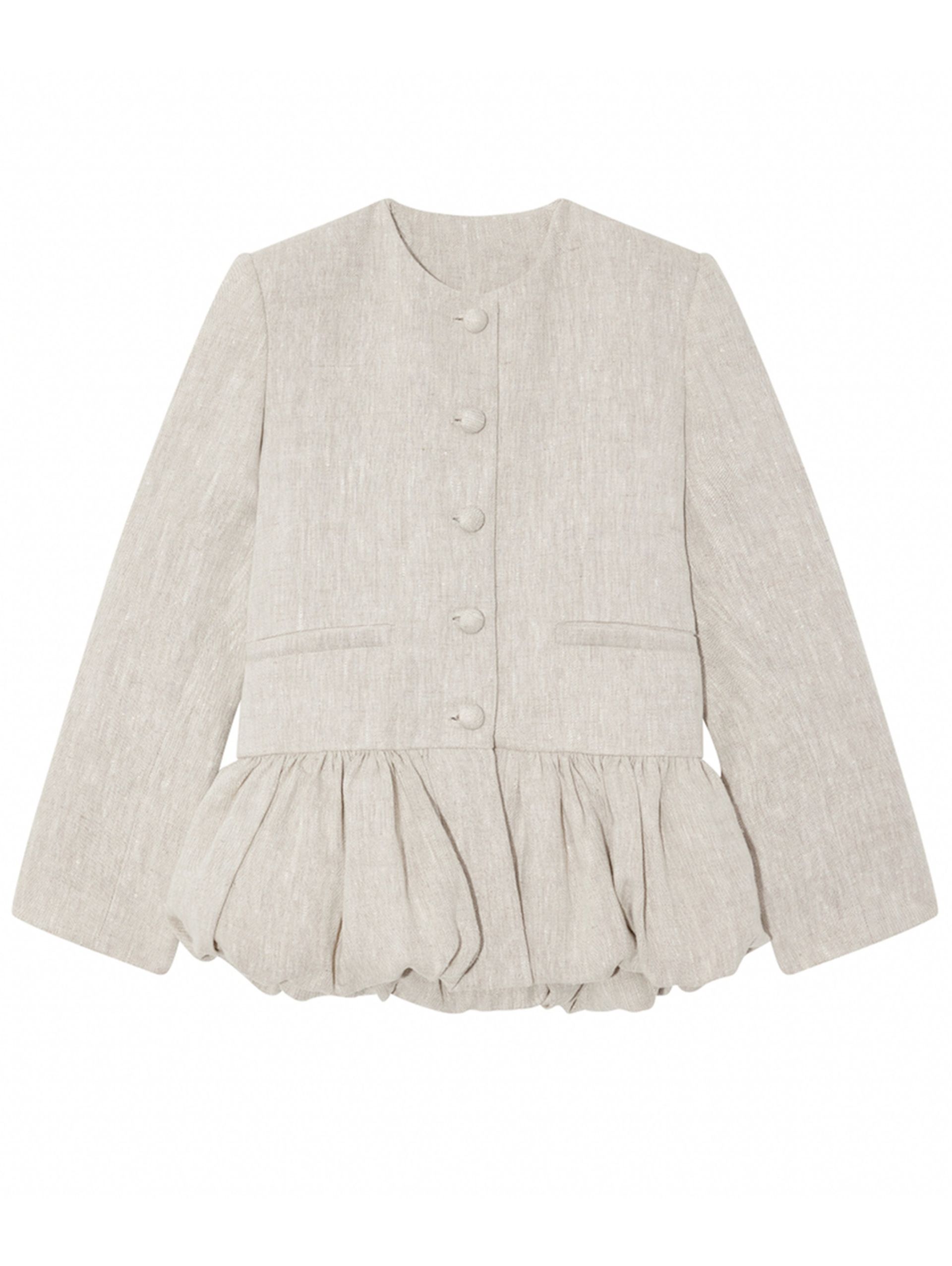 Tan linen peplum jacket from Liberowe