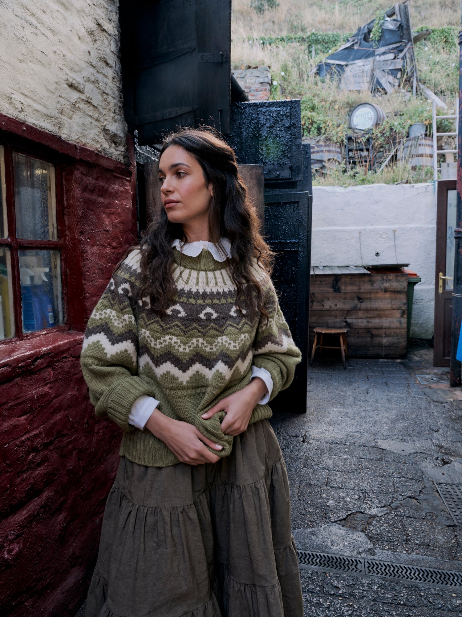Fleetwood Jumper in Moss With Ecru & Peat