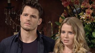 Michael Mealor and Allison Lanier standing side by side in The Young and the Restless