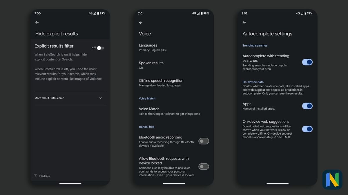 Google app Material You design elements