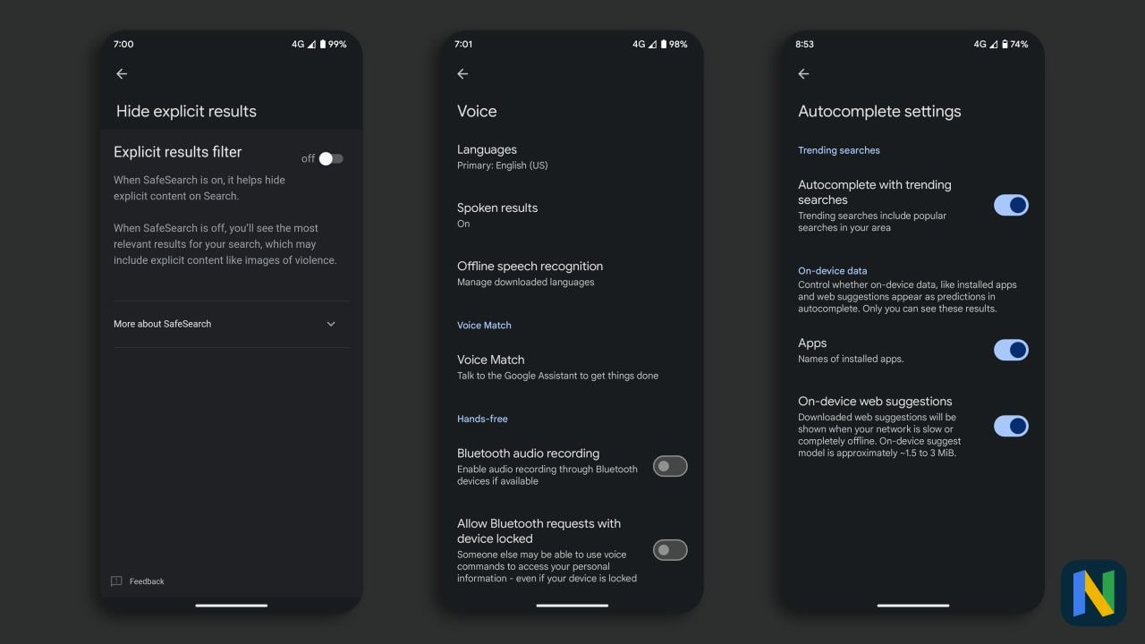 Google app Material You design elements