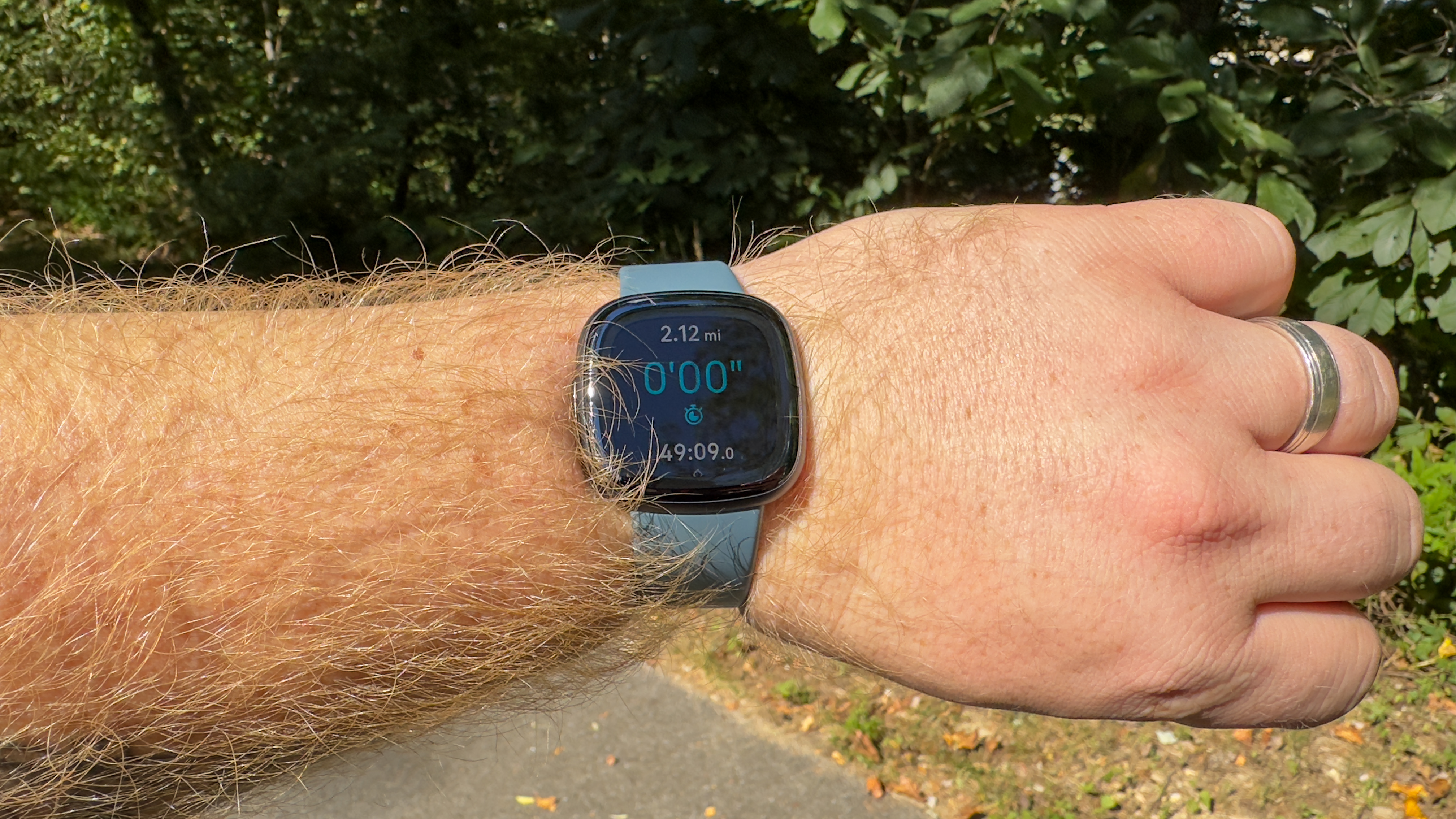 Fitbit Sense 2 on-wrist during workout