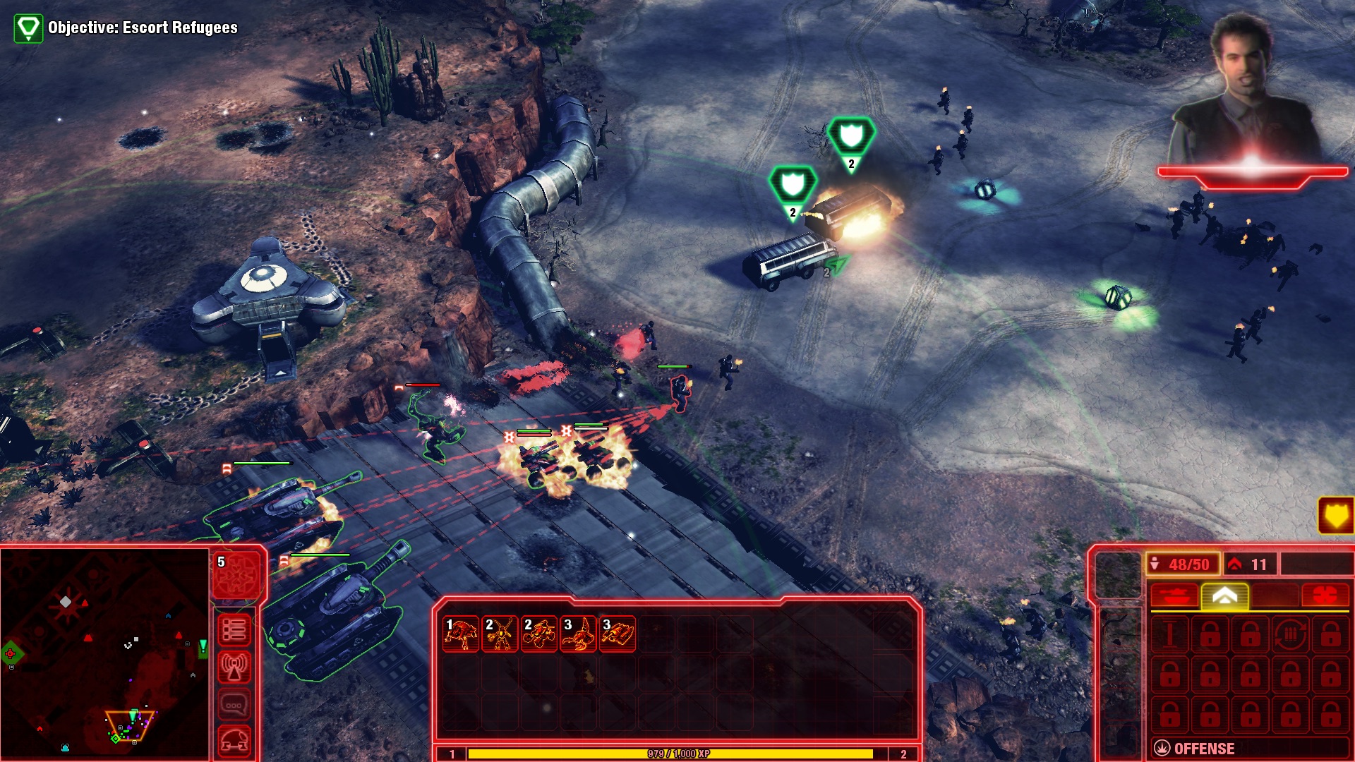 With strategy, you're far enough back to rarely think of victims as 'people'. Squish 'em with tanks!