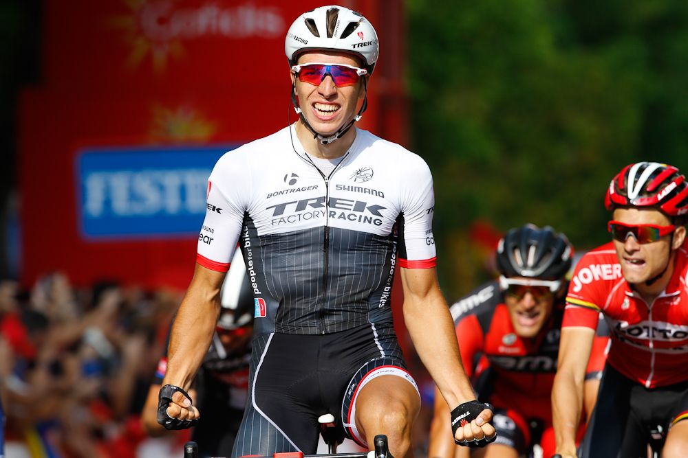 Danny van Poppel (Trek Factory Racing) wins stage 12 of the 2015 Vuelta a Espana.