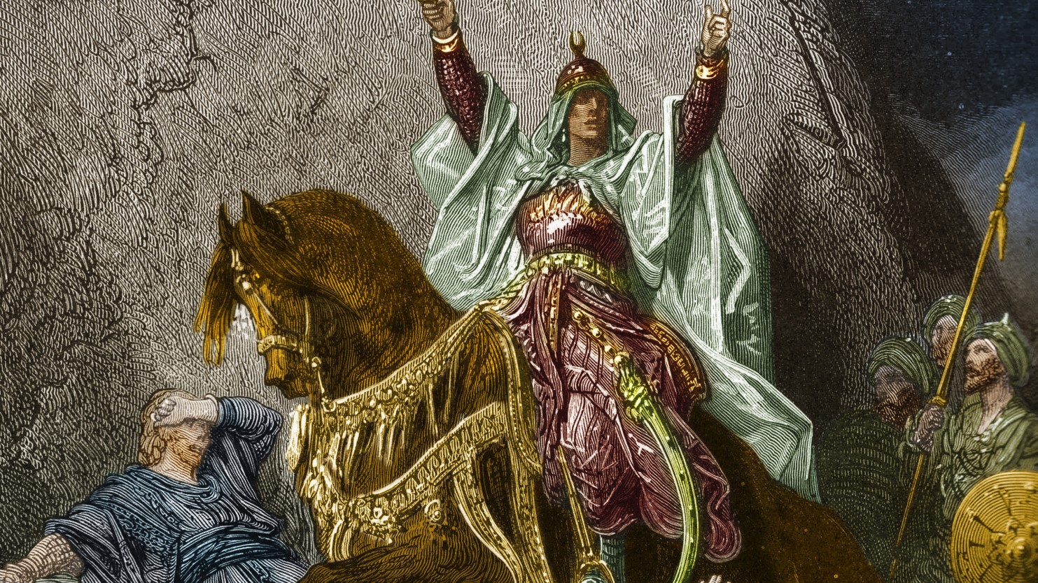 Illustration of Saladin by Gustave Dore, colorized