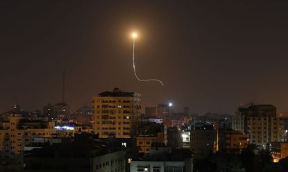 An Israeli missile above Gaza.