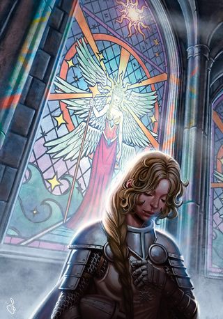 paladin stained glass window digital art tip
