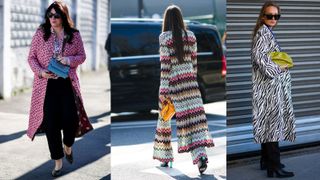 three women wear print in street style shots