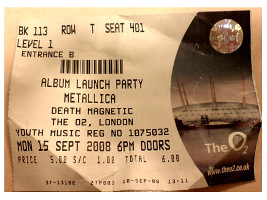 Tickets for the Death Magnetic launch party proved to be £5 well spent!