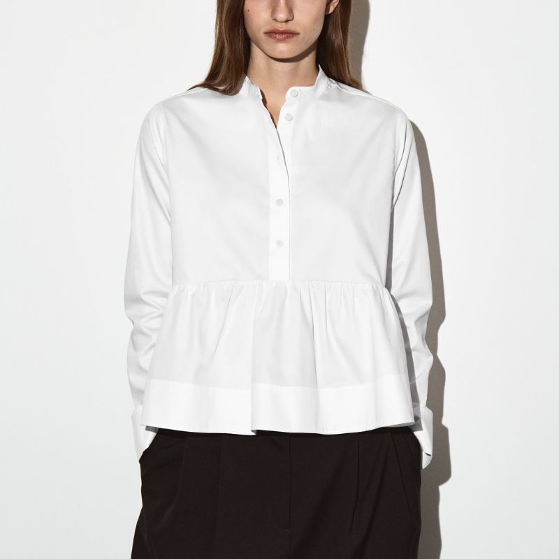 PEPLUM COTTON SHIRT on model 