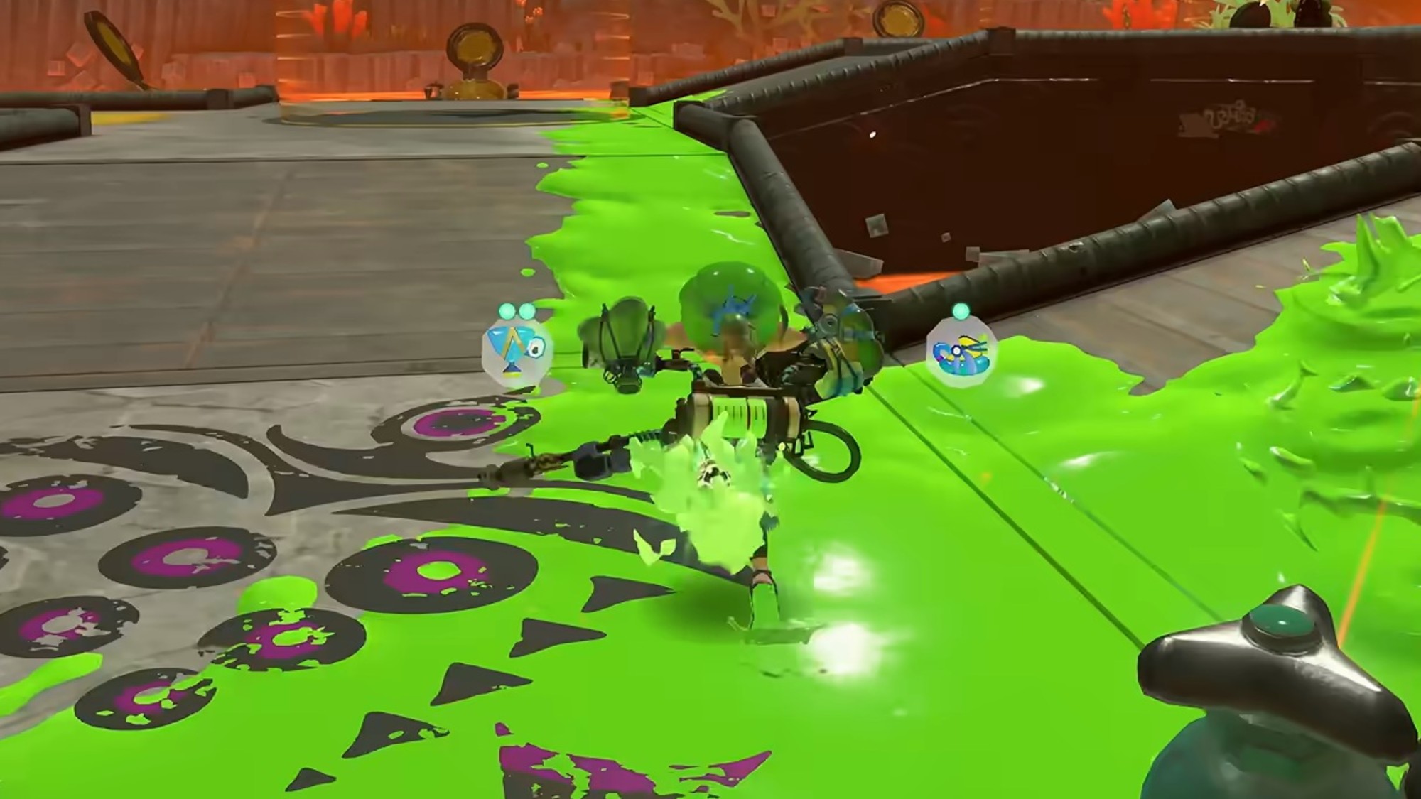 Green ink everywhere in Splatoon Raiders