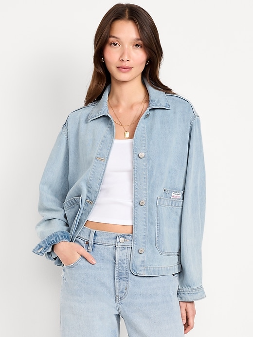 Cropped Denim Chore Jacket
