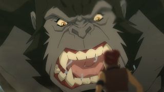 Kong yelling at human in Skull Island series