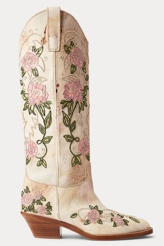 Ralph Lauren, Jaelynne Embellished Denim Tall Boot