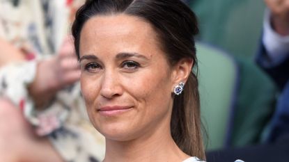 Pippa Middleton in the Royal Box on Centre Court during day twelve of the Wimbledon Tennis Championships at All England Lawn Tennis and Croquet Club on July 13, 2019 in London, England. 