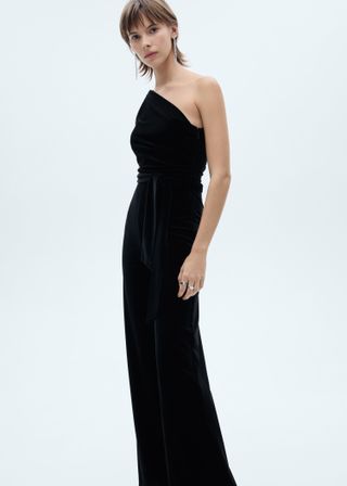 Asymmetric Velvet Jumpsuit - Women | Mango United Kingdom