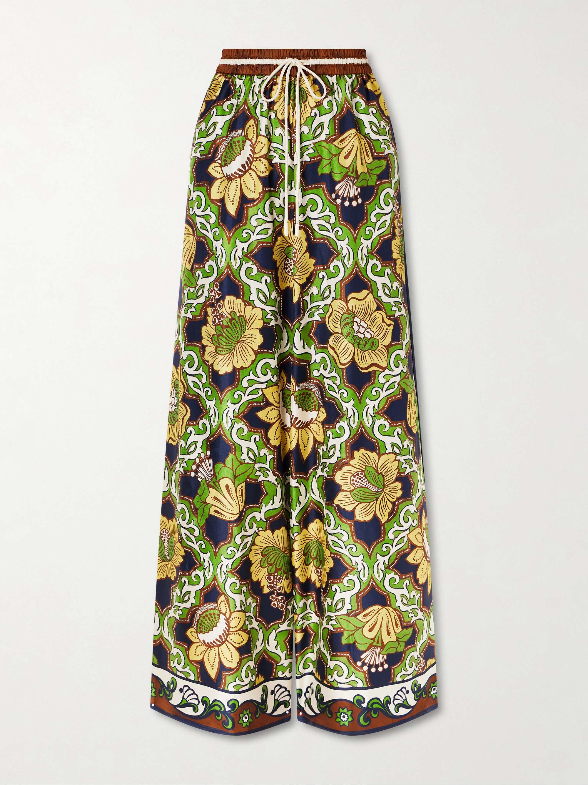 Liana Printed Silk-Twill Wide-Leg Pants