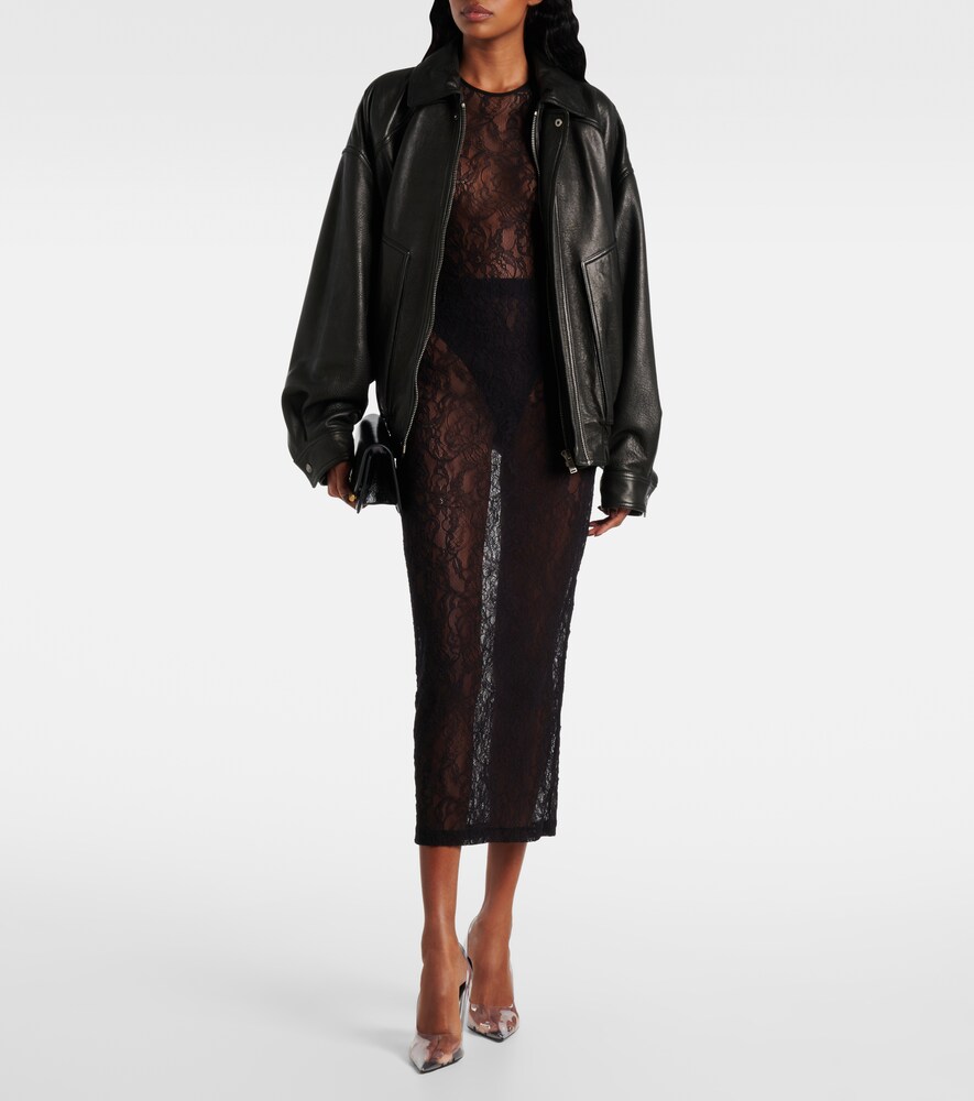 Sheer Lace Midi Skirt