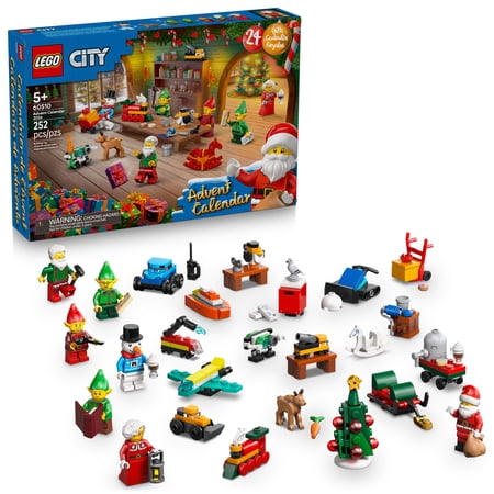 Lego City Advent Calendar 2026 - Christmas Advent Calendar for Kids, Ages 5+ - Holiday Family Activity - With Santa, Mrs. Clause, 3 Elves & Snowman Minifigures - 60510