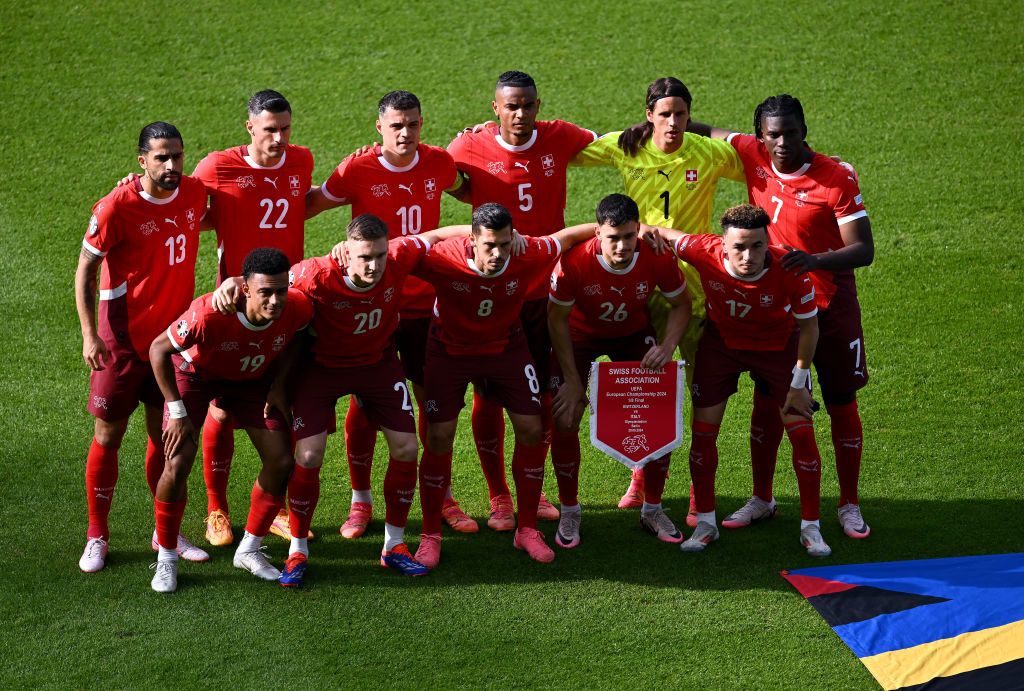 Switzerland Euro 2024 squad The players of Switzerland pose for a team photo prior to the UEFA EURO 2024 round of 16 match between Switzerland and Italy at Olympiastadion on June 29, 2024 in Berlin, Germany. (Photo by Dan Mullan/Getty Images)