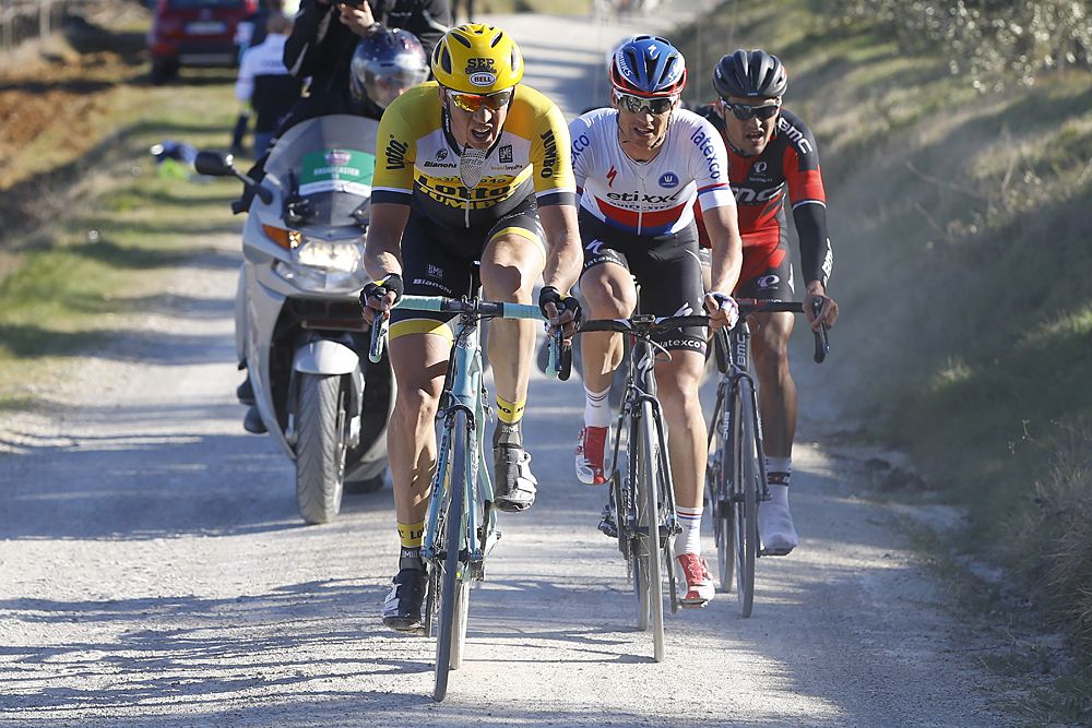 Sep Vanmarcke (LottoNl-Jumbo) with Zdenek Stybar and Greg Van Avermaet in the breakaway